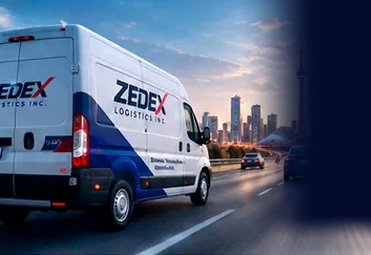 A Zedex van on the highway into Toronto